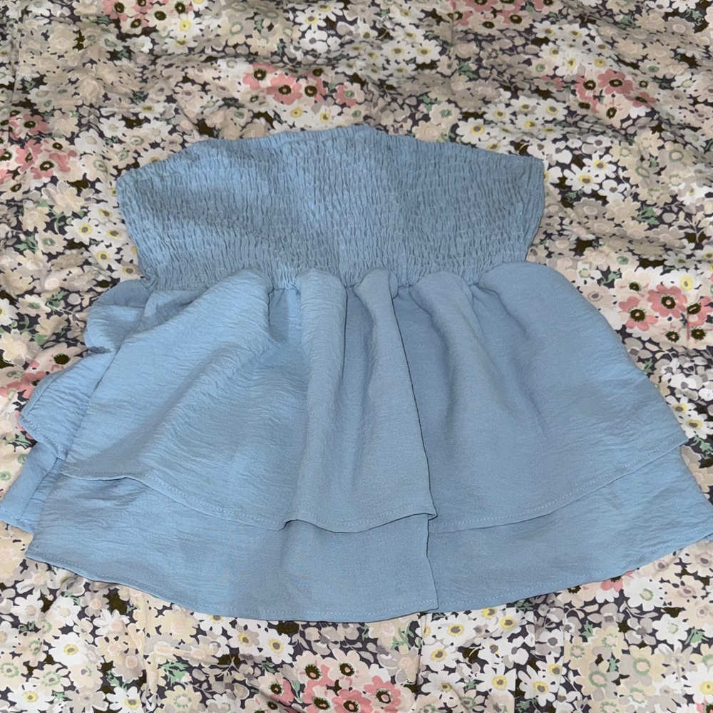 Blue Strapless Top